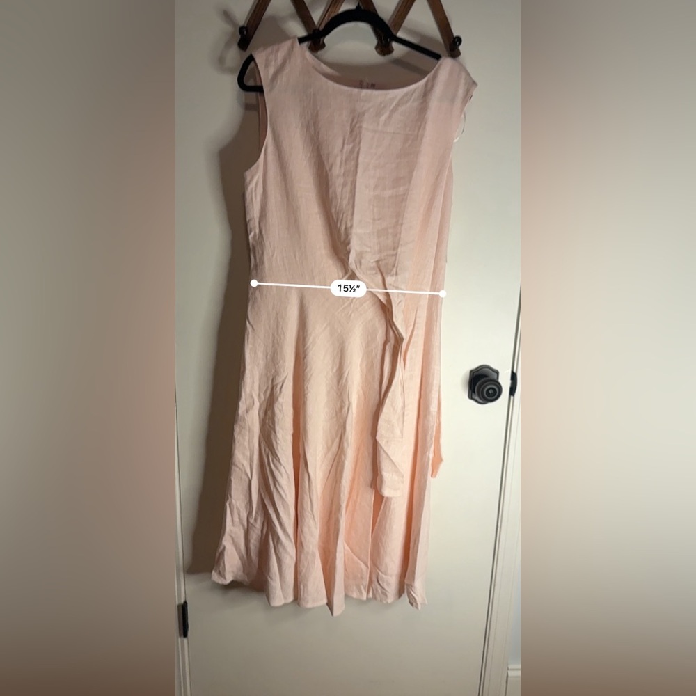 NWT TAHARI linen pink wrap dress size 14